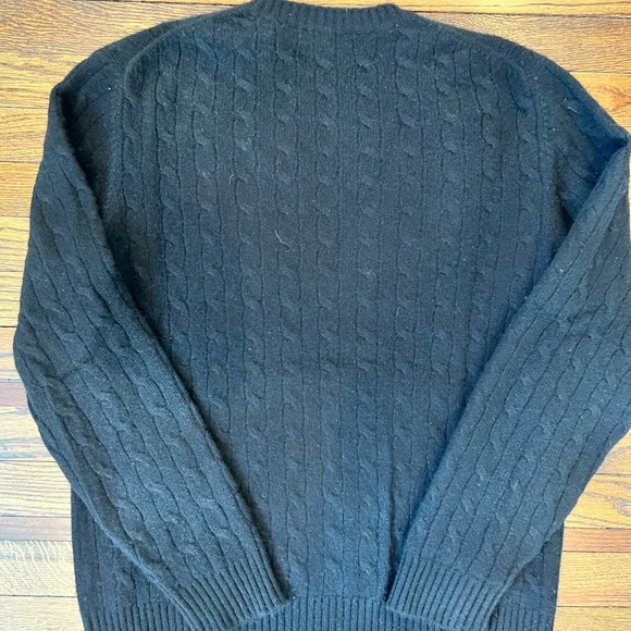 Men’s - Black Cable Knit Cashmere Sweater - Picture 2 of 3